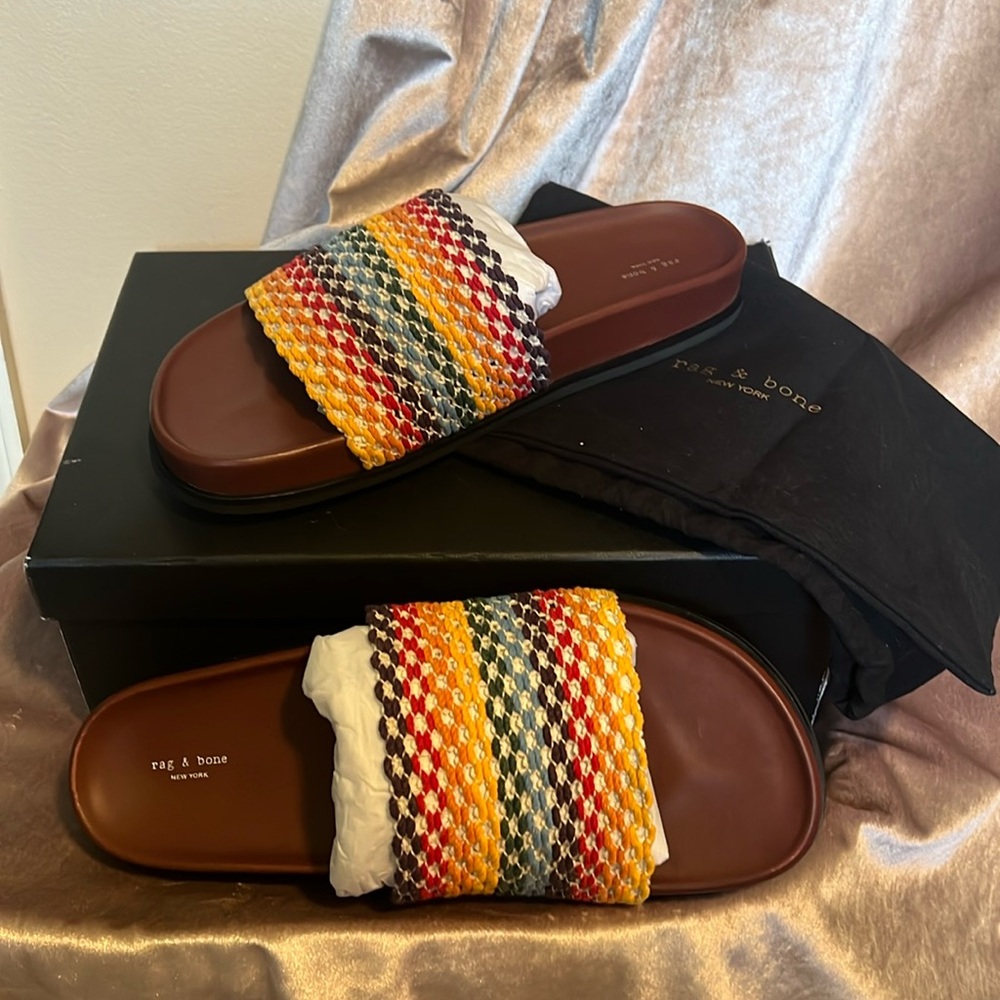 Rag & Bone Bailey Multi Color Knit Slides Sandals Slippers Size EU 41/11